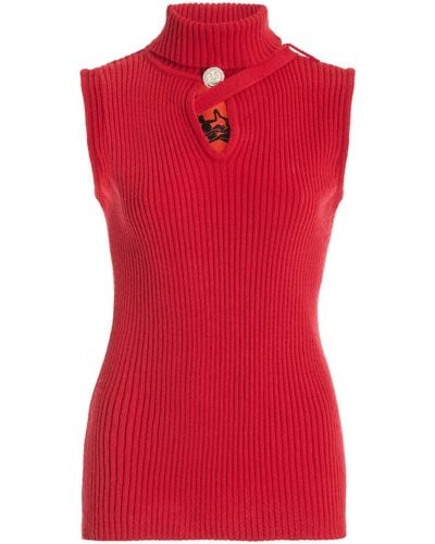 Thebe Magugu Ribbed-knit Wool Turtleneck Top - Red