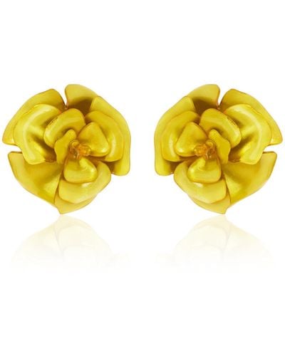 Oscar de la Renta Gardenia Plexy Earrings - Yellow
