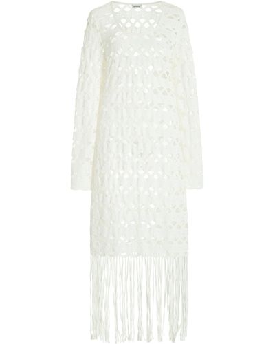 Jonathan Simkhai Pierce Fringed Crocheted-cotton Midi Dress - White
