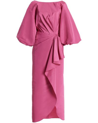 Carolina Herrera Puff-sleeve Silk Midi Sarong Dress - Pink