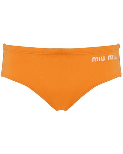 Miu Miu Logo-knit Nylon Panties - Orange