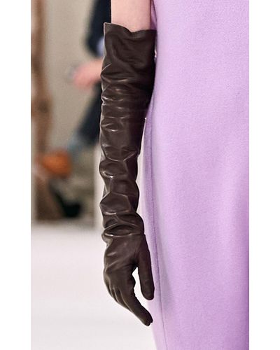Jil Sander Long Leather Gloves - Purple