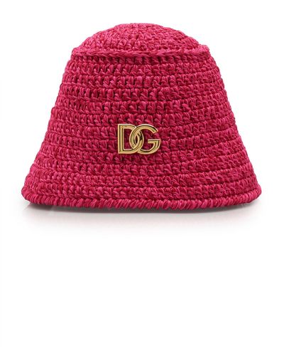 Dolce & Gabbana Raffia Bucket Hat - Pink