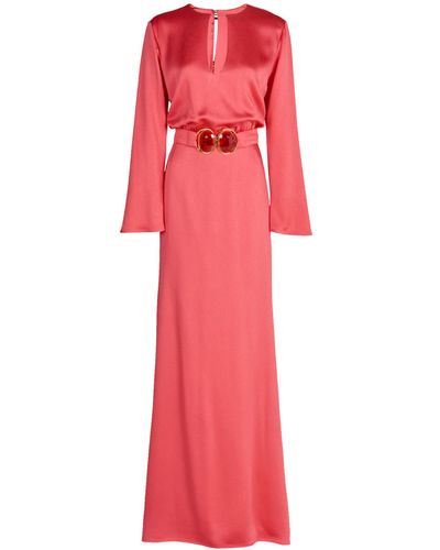 Silvia Tcherassi Ravenna Belted Cutout Maxi Dress - Red