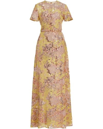 Elie Saab Embroidered Tulle Maxi Dress - Natural