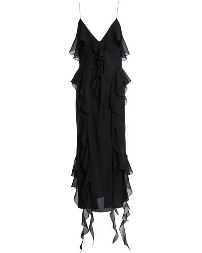 Khaite Pim Silk Georgette Midi Dress - Black