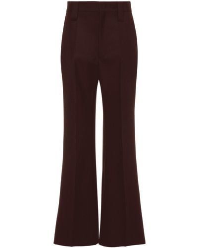 Prada High-rise Wide-leg Mohair Wool Pants - Brown