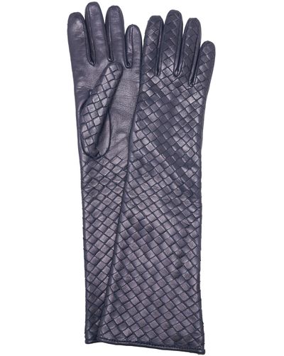 Bottega Veneta Intrecciato Leather Gloves - Blue