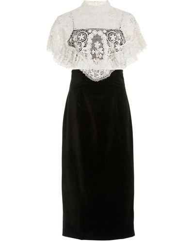 Sea Crochet-paneled Cotton Midi Dress - Black