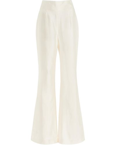 Galvan London Sorrento Tailored Silk Taffeta Flared Pants - White