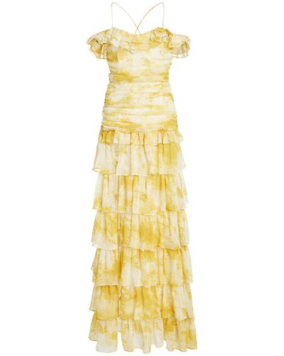 ATOIR Back To Love Tiered Ruffle Chiffon Dress - Yellow