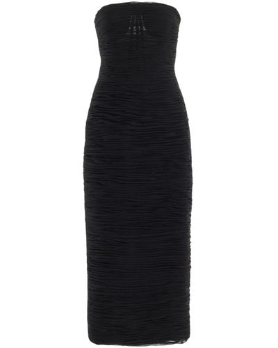 Carolina Herrera Strapless Silk Midi Dress - Black