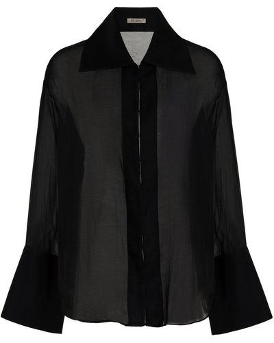 St. Agni Silk-cotton Sheer Shirt - Black