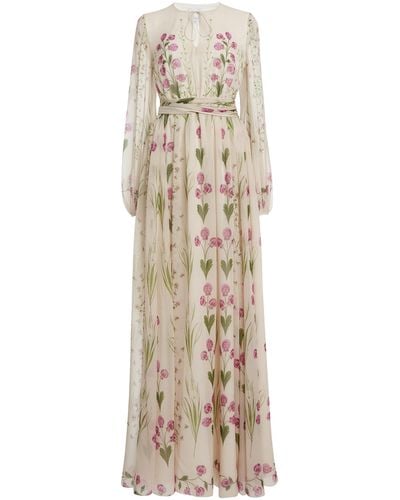 Giambattista Valli Silk Floral Maxi Dress - Natural