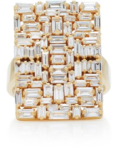 Suzanne Kalan White Diamond Baguette Ring - Metallic