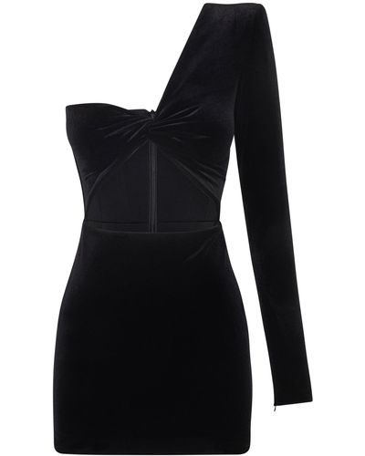 Alex Perry Greer One-shoulder Velvet Mini Dress - Black