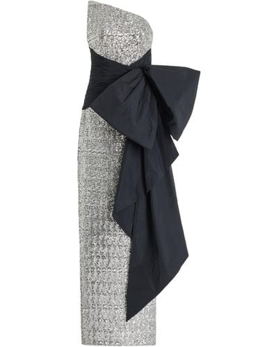 Pamella Roland Sash-detailed Sequined Gown - Metallic