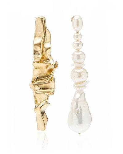 Completedworks Crumple 14k Gold Vermeil, Pearl Earrings - Metallic