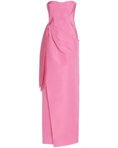 Rosie Assoulin Exclusive Knotted Silk-faille Bustier Maxi Dress - Pink