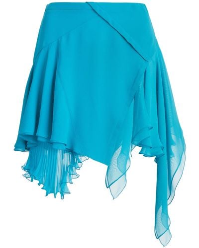 Versace Asymmetric Silk Mini Skirt - Blue