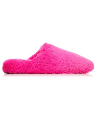 Balenciaga Teddy Faux Fur Mules - Pink