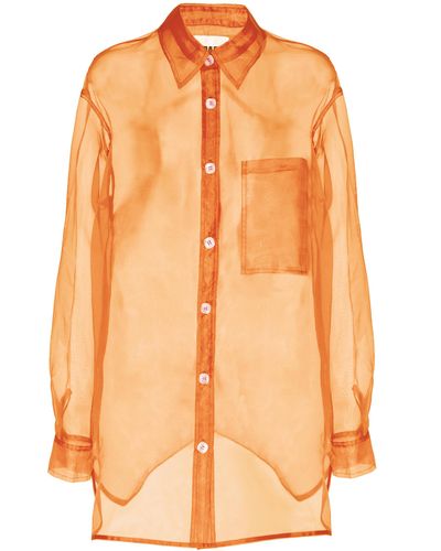 Apparis Evelyn Organza Sheer Oversized Shirt - Orange