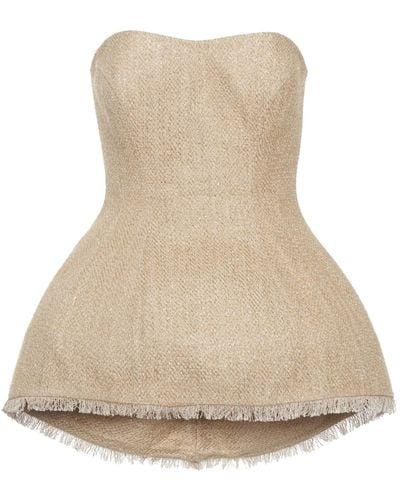 Rosie Assoulin Boucle Strapless Bustier Top - Natural