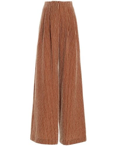 Ulla Johnson Pascale Embroidered Wool-blend Wide-leg Pants - Brown
