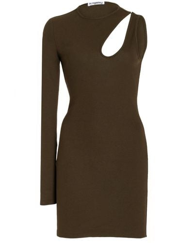 K.ngsley R4 Asymmetric Stretch-cotton Mini Dress - Brown