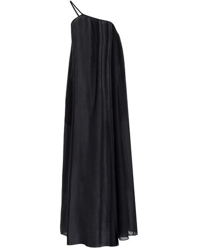 Matteau One-shoulder Cotton-silk Dress - Black