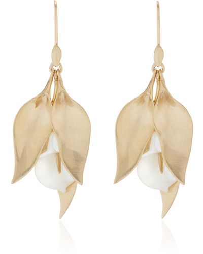 Annette Ferdinandsen Cala Lily 14k Yellow Gold Mother-of-pearl Earrings - White