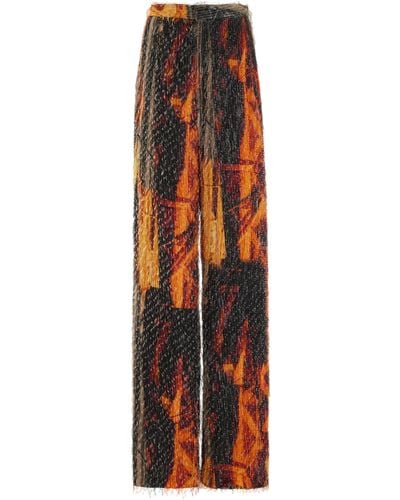 LAPOINTE Jacquard Fringe High-waisted Straight-leg Trousers - Orange