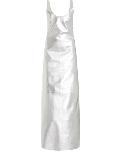 Gabriela Hearst Ellson Metallic Leather Maxi Dress - White