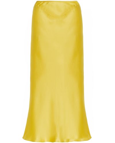 Anna October Voleta Satin Midi Slip Skirt - Yellow