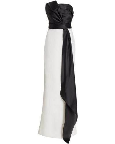 Marchesa Exclusive Draped Two-tone Silk Gown - Black