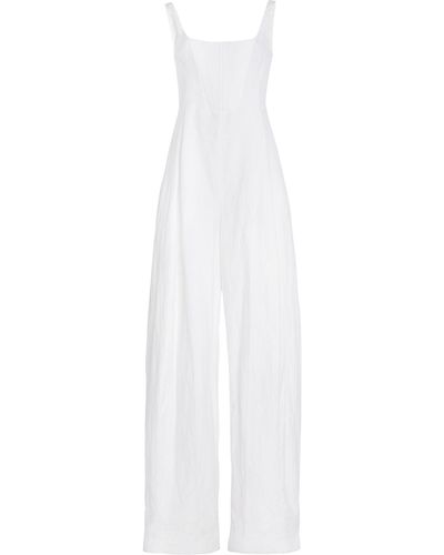 Stella McCartney Pleated Linen-cotton Corset Jumpsuit - White