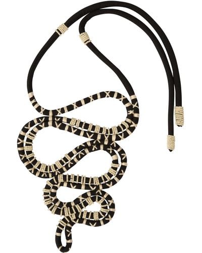 Johanna Ortiz The Great Serpent Cotton And Glass Necklace - Black