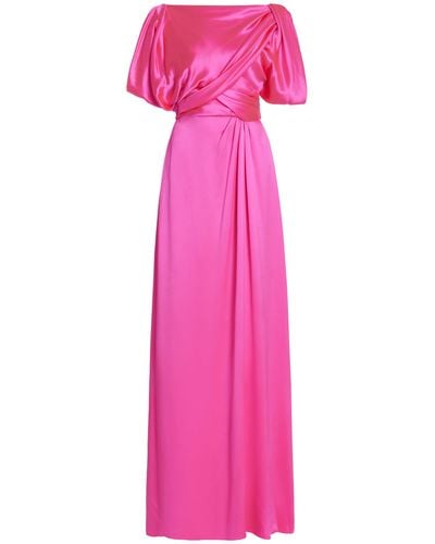Monique Lhuillier Asymmetrical Draped Silk Gown - Pink