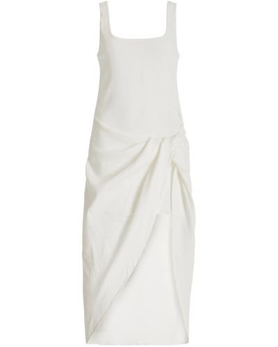 Anemos The Selene Draped Linen-blend Midi Dress - White