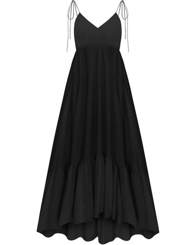 Anna October Snow Queen Tiered Cotton-blend Maxi Dress - Black