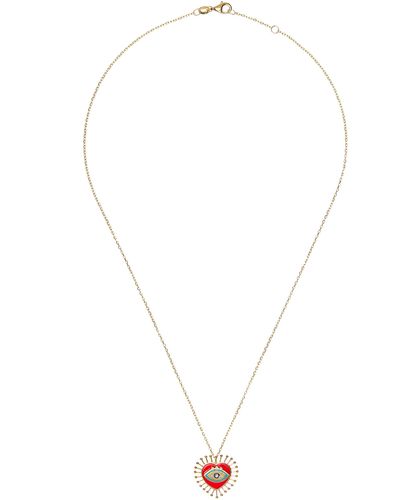L'Atelier Nawbar Eye Heart U 18k Yellow Gold Pendant Necklace - Red