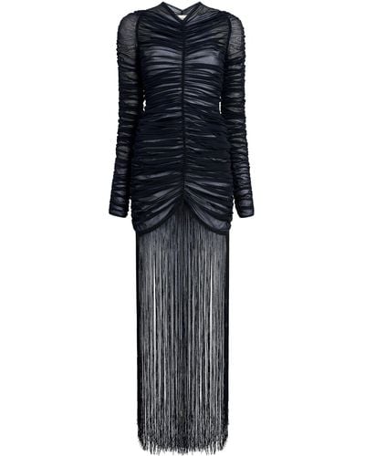 Khaite Guisa Fringed Silk-blend Maxi Dress - Black