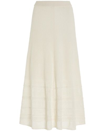 JOSEPH Ribbed-knit Cotton Midi Skirt - White
