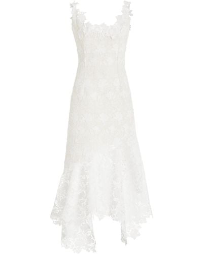 Oscar de la Renta Guipure-lace Tweed Midi Dress - White