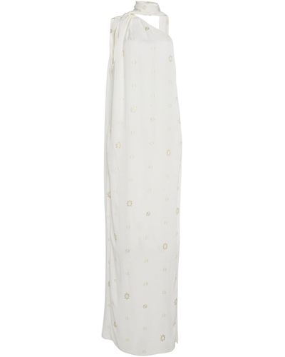 Stella McCartney Scarf-detailed Asymmetric Maxi Dress - White