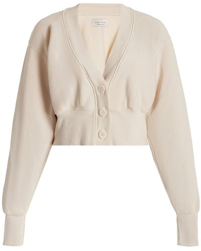 Les Tien Diana Cropped Cotton Cardigan - Natural