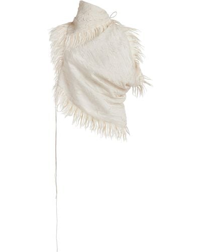 Christopher Esber Villus Feather-trimmed Draped Top - White