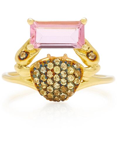Daniela Villegas Cosquilleo 18k Gold, Tourmaline And Sapphire Ring - Pink