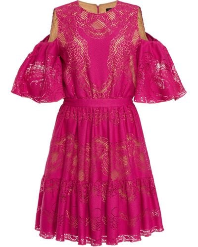 Zuhair Murad Cotton-blend Lace Mini Dress - Pink
