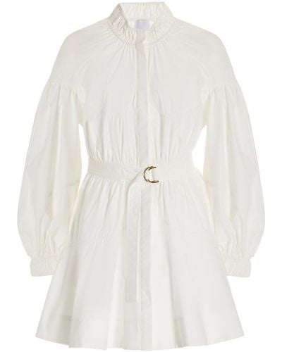 Acler Marquis Belted Cotton Mini Shirt Dress - White
